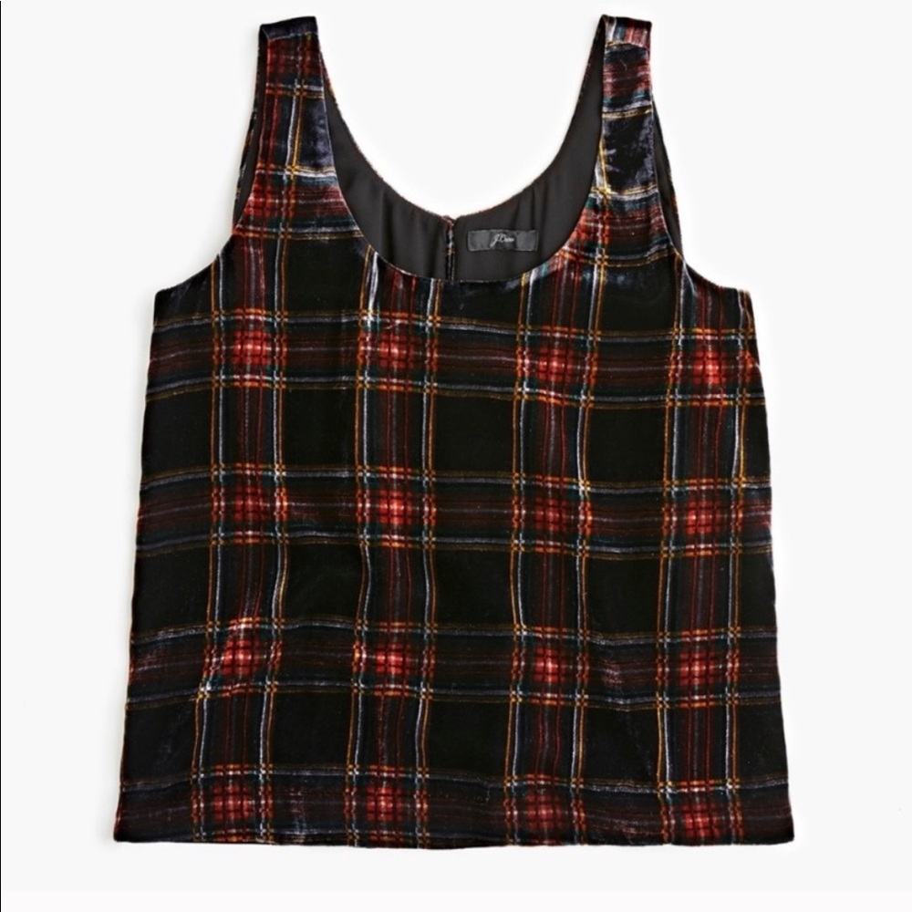 J. Crew Velvet Plaid Tartan Tank Top